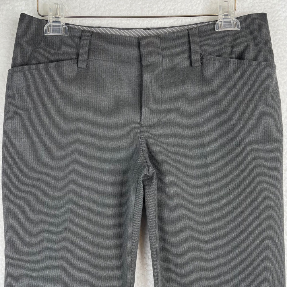 Gap Curvy Fit Ankle Dress Pants Grey Micro-Stripe Mid Rise Size 6 Stretch